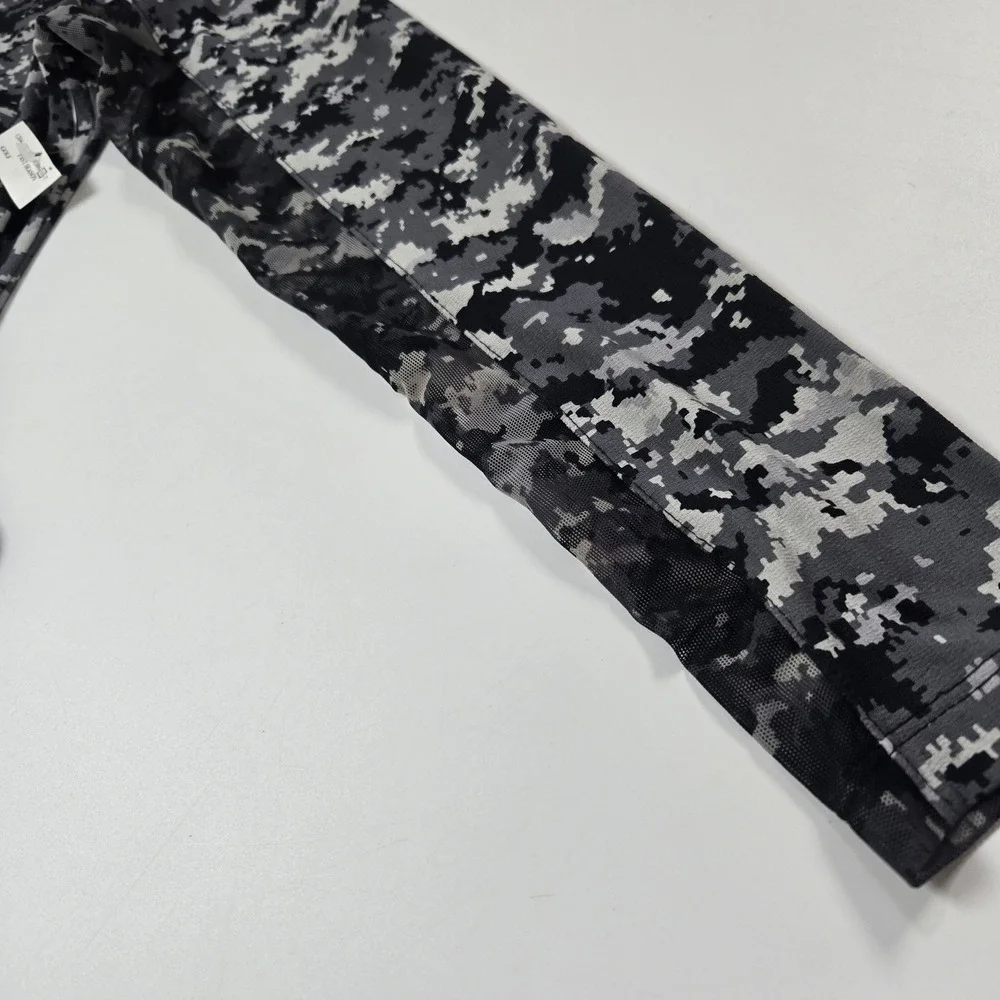 IBKUL Quarter Zip Pullover Womens XS Grey Digital Camo IceFil Sun Shirt Golf NEW